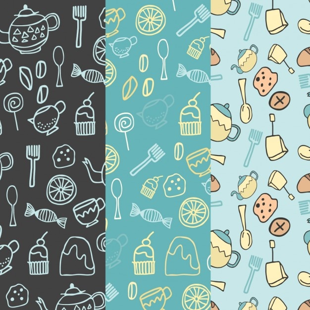 Free Vector Hand drawn bakery pattern collection