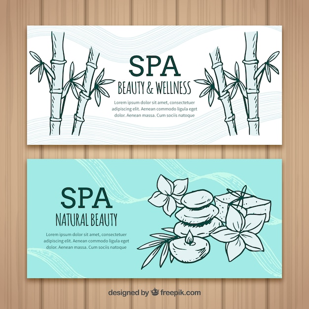 Hand Drawn Banners For The Spa Free Vector