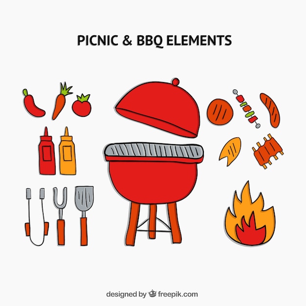 Free Vector | Hand drawn barbecue with elements