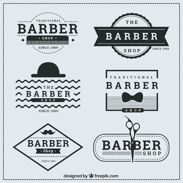 Download Free Hand Drawn Barber Shop Logos Set Free Vector Use our free logo maker to create a logo and build your brand. Put your logo on business cards, promotional products, or your website for brand visibility.