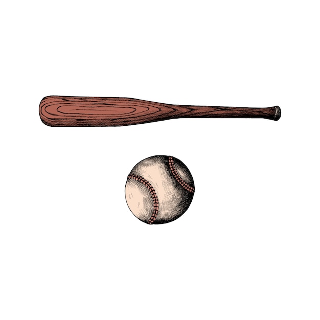 Free Vector | Hand drawn baseball bat and ball