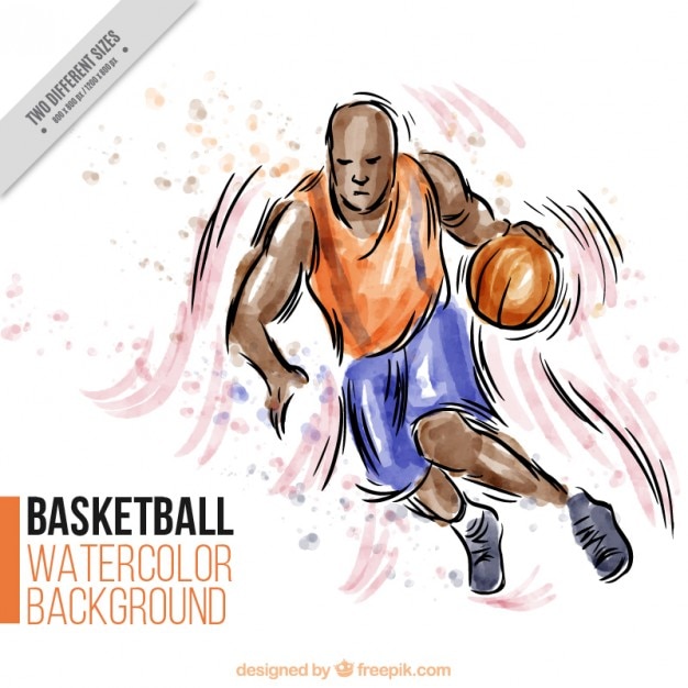 Hand drawn basketball player background