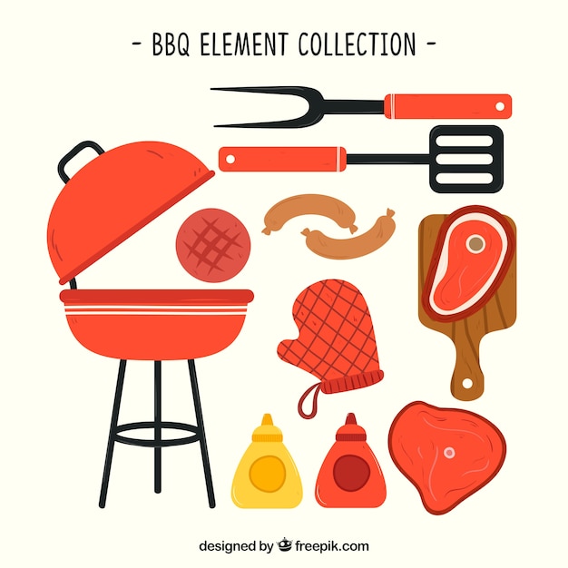 Hand drawn bbq element collection