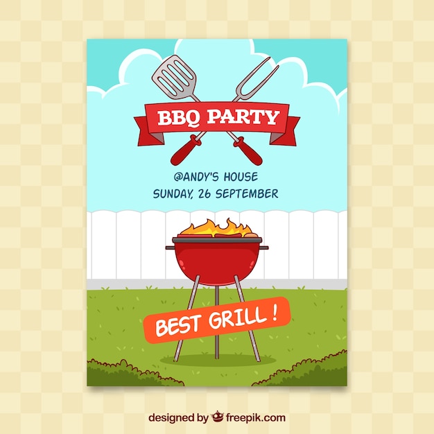 Hand drawn bbq party poster