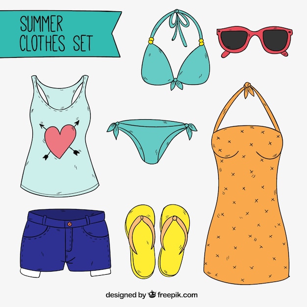 Hand drawn beach clothes set Vector | Free Download