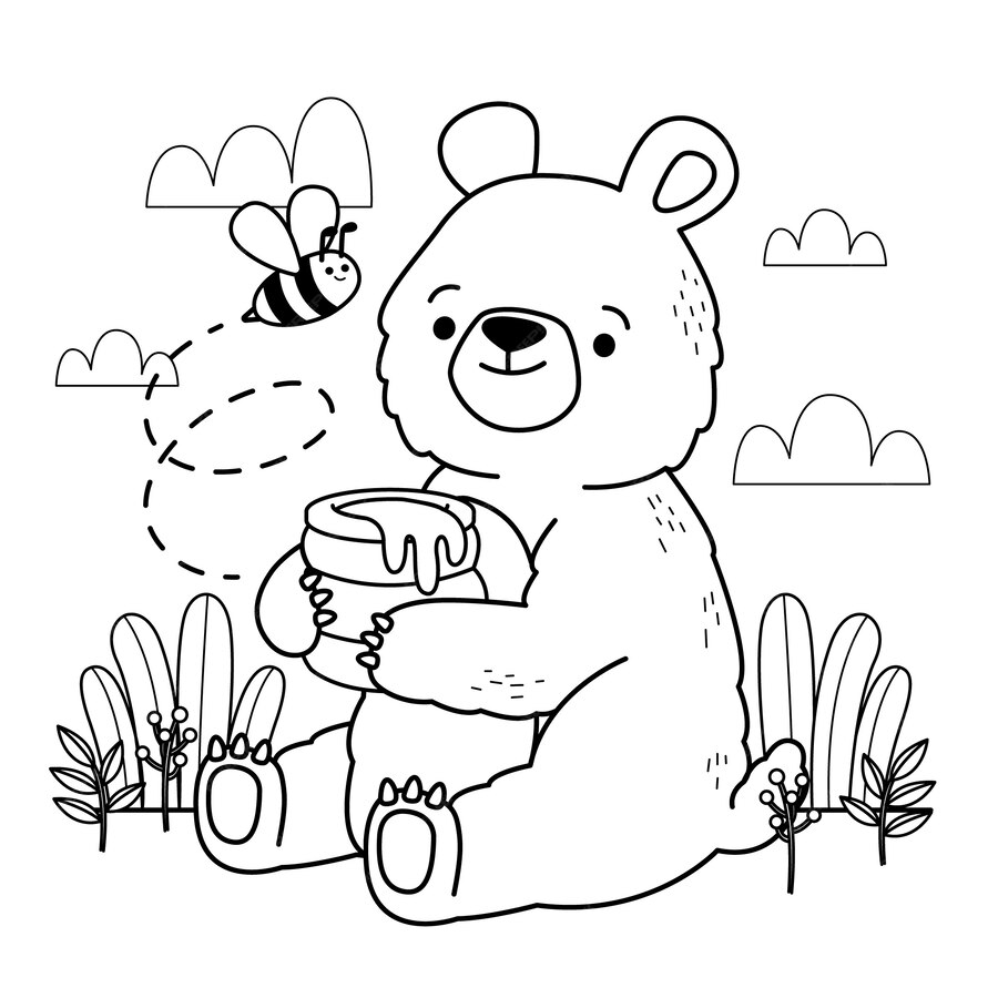 Free Vector | Hand drawn bear outline illustration