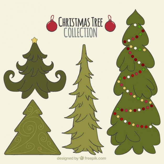 Free Vector | Hand drawn beautiful christmas trees