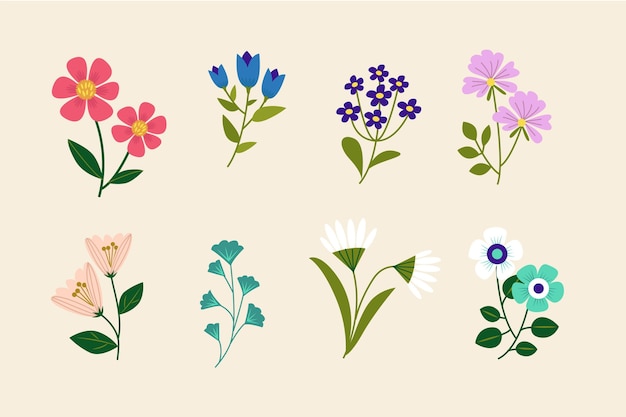 Free Vector Hand Drawn Beautiful Flowers Collection