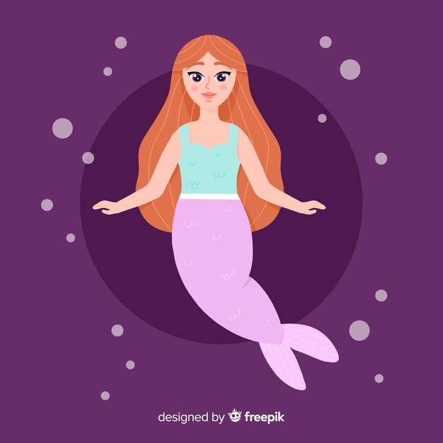 Hand Drawn Beautiful Mermaid Background Free Vector