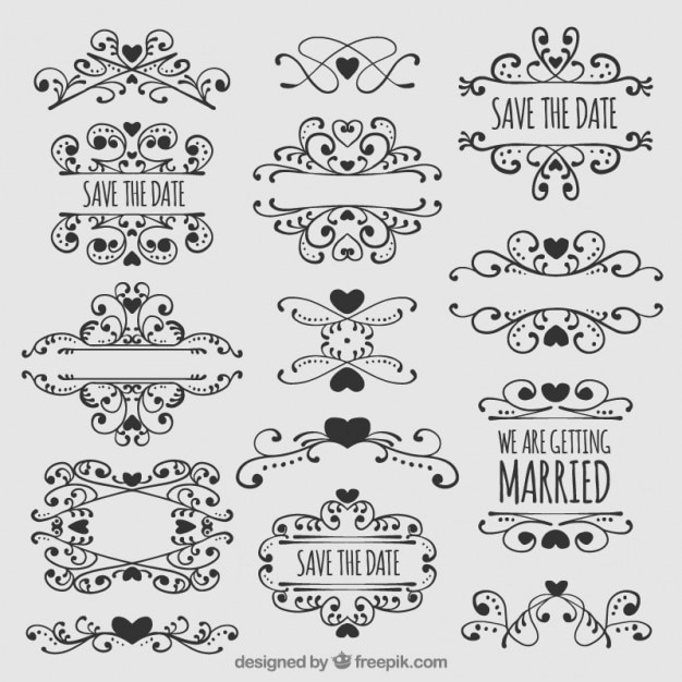 Download Hand drawn beautiful wedding ornaments Vector | Free Download