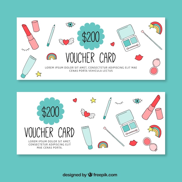 Hand drawn beauty coupons Vector Free Download