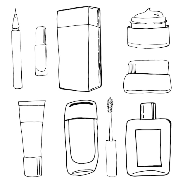 Premium Vector | Hand drawn beauty, make up, cosmetic doodles, isolated ...