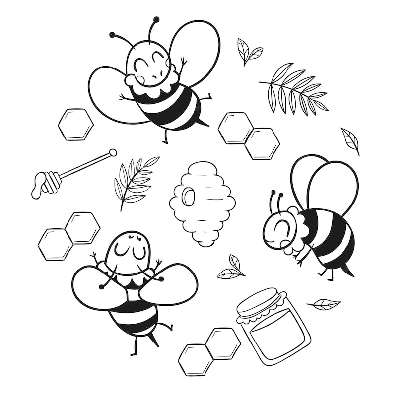 Free Vector | Hand drawn bee outline illustration