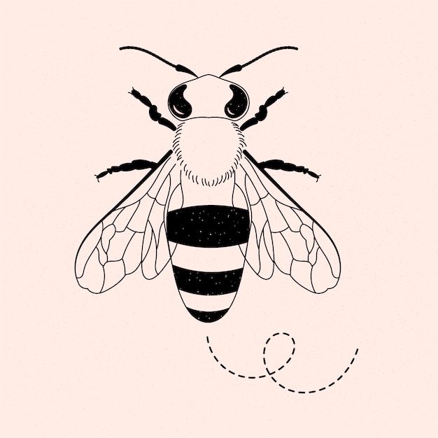 Free Vector | Hand drawn bee outline illustration