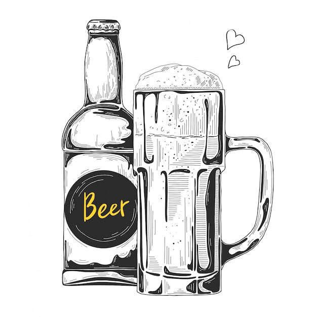 Premium Vector Hand drawn beer sketch