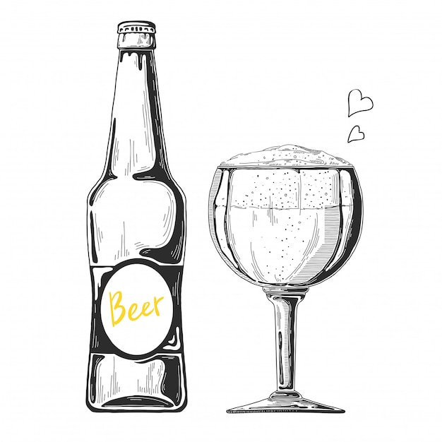 Hand drawn beer sketch Premium Vector
