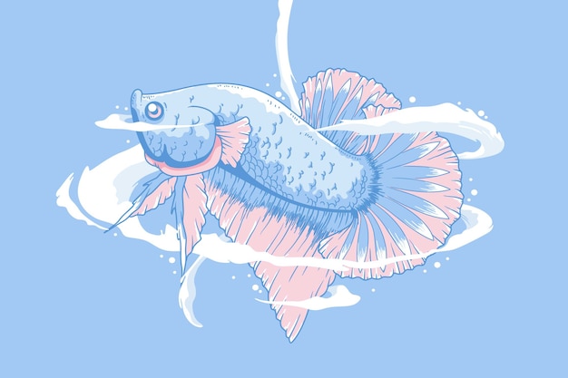 Premium Vector | Hand drawn betta fish illustration background