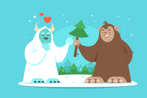 Premium Vector Hand Drawn Bigfoot Sasquatch And Yeti Adominable Snowman Illustration