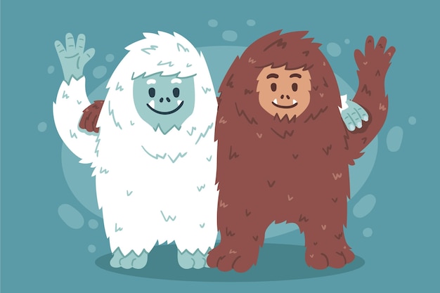 Free Vector Hand Drawn Bigfoot Sasquatch And Yeti Adominable Snowman