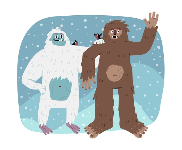 Free Vector | Hand-drawn bigfoot sasquatch and yeti adominable snowman ...