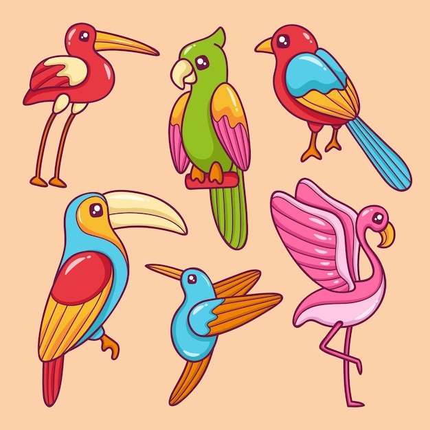 Hand drawn bird collection | Free Vector