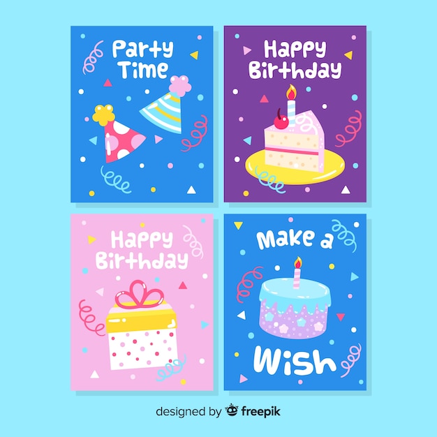 Free Vector | Hand drawn birthday card collection