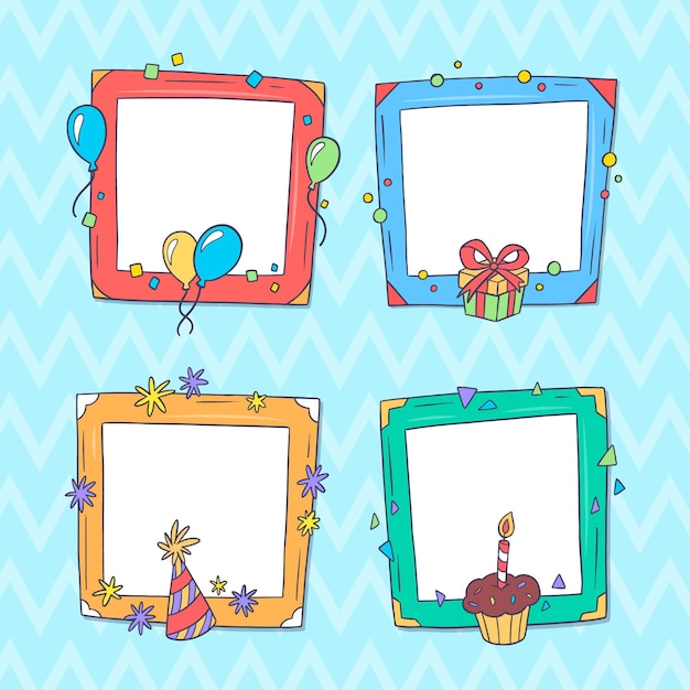 Free Vector | Hand drawn birthday collage frames