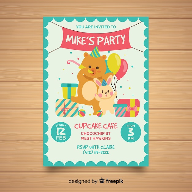 Download Hand drawn birthday invitation template Vector | Free Download