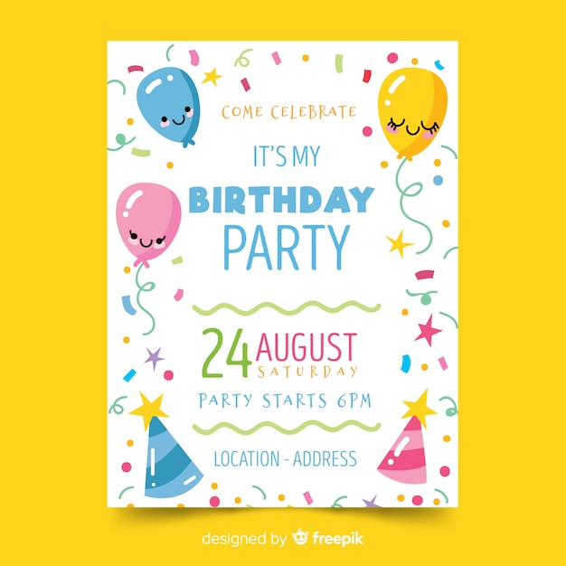 Free Vector | Hand drawn birthday invitation template