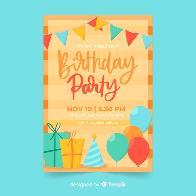 Free Vector | Hand drawn birthday invitation template