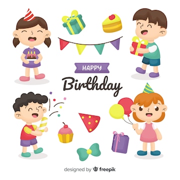 Free Vector | Hand drawn birthday kids collection