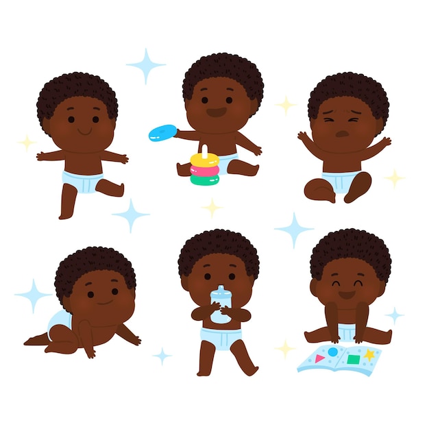 Free Vector Hand Drawn Black Baby Collection