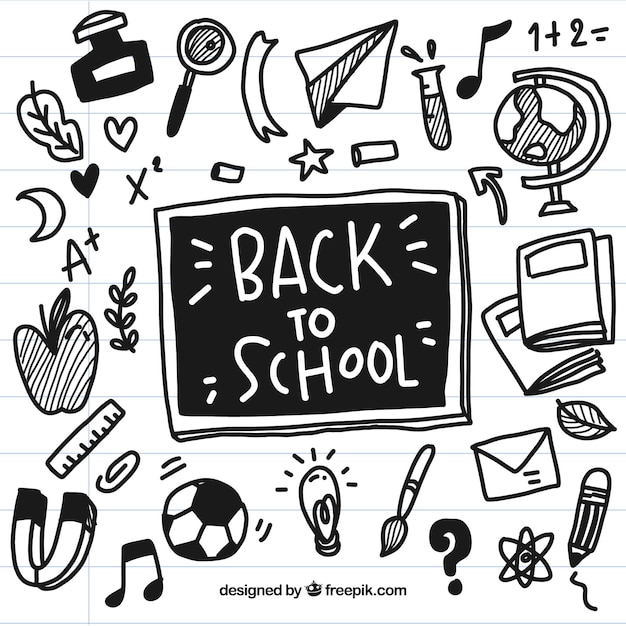 Free Vector Hand Drawn Black Back To School Elements