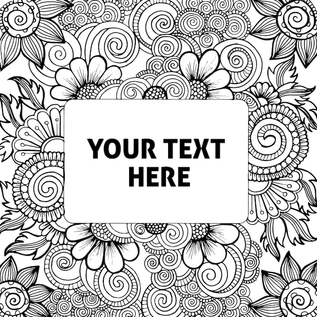 Premium Vector | Hand drawn black & white adult coloring background