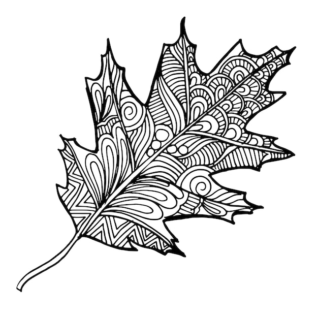 Premium Vector | Hand drawn black and white autumn leaf