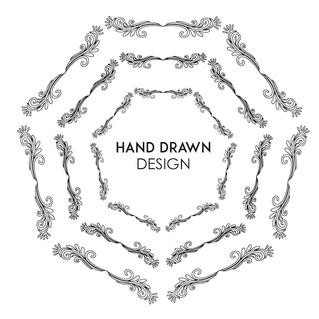 Download Hand drawn black and white floral ring | Free Vector