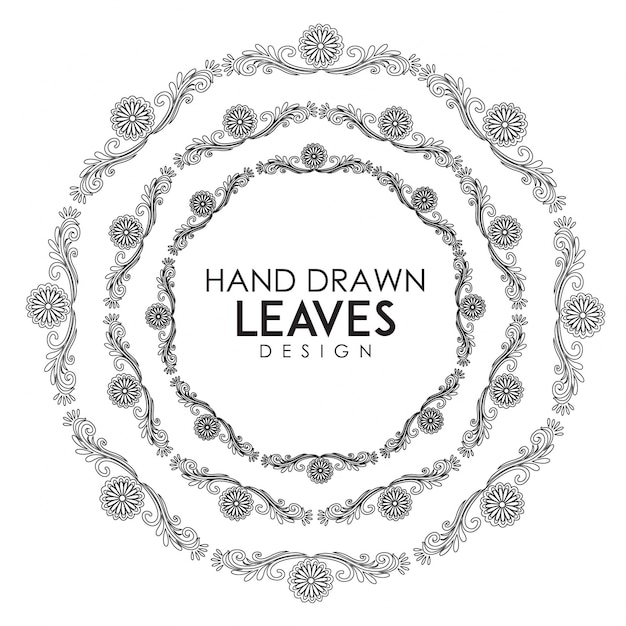 Download Hand drawn black and white floral ring | Free Vector