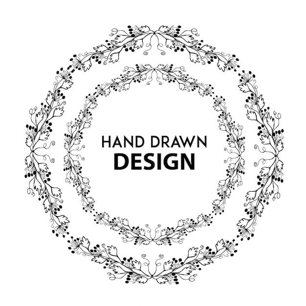 Download Free Vector | Hand drawn black and white floral ring