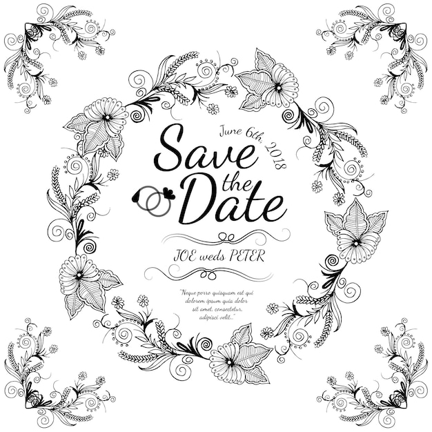 Download Free Free Vector Hand Drawn Black And White Wreath Wedding Card Use our free logo maker to create a logo and build your brand. Put your logo on business cards, promotional products, or your website for brand visibility.