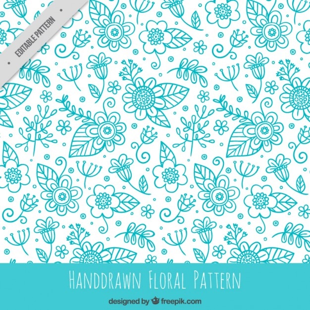 Hand drawn blue floral pattern | Free Vector