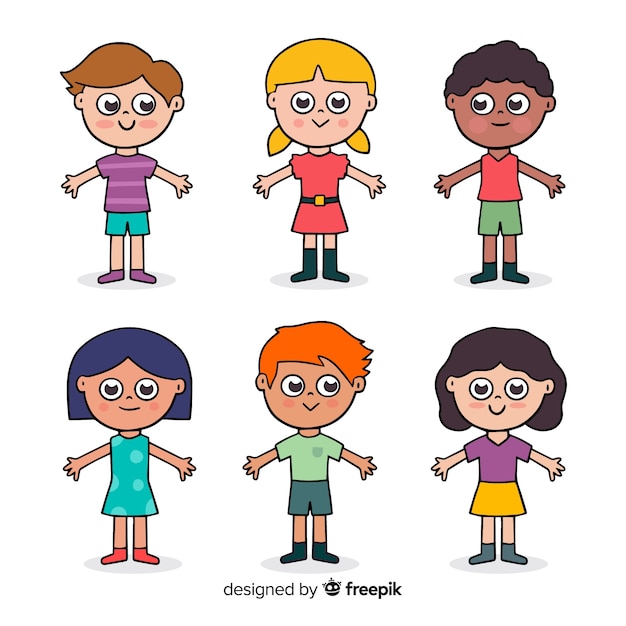 Hand drawn body childrens day character collection | Free Vector