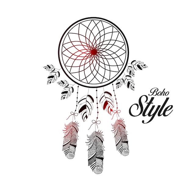 Download Hand drawn boho style in decorative circle with feathers ...