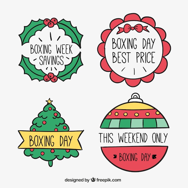 Hand drawn boxing day sale badge
collection