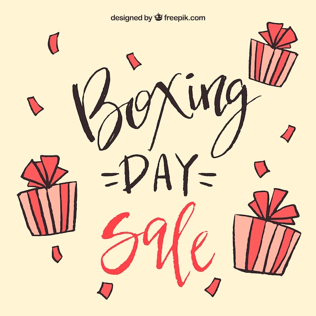 Hand drawn boxing day sales background