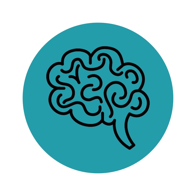 青と白の背景に手描きの脳アイコン ベクトル図 プレミアムベクター