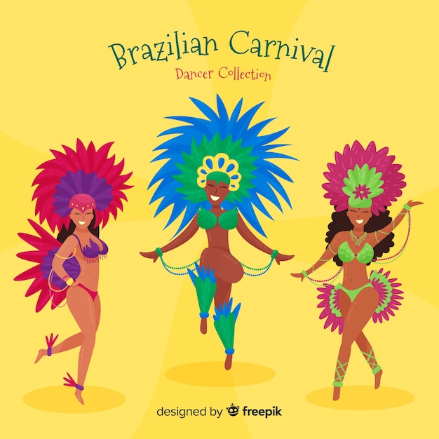 Free Vector Hand Drawn Brazilian Carnival Dancer Collection