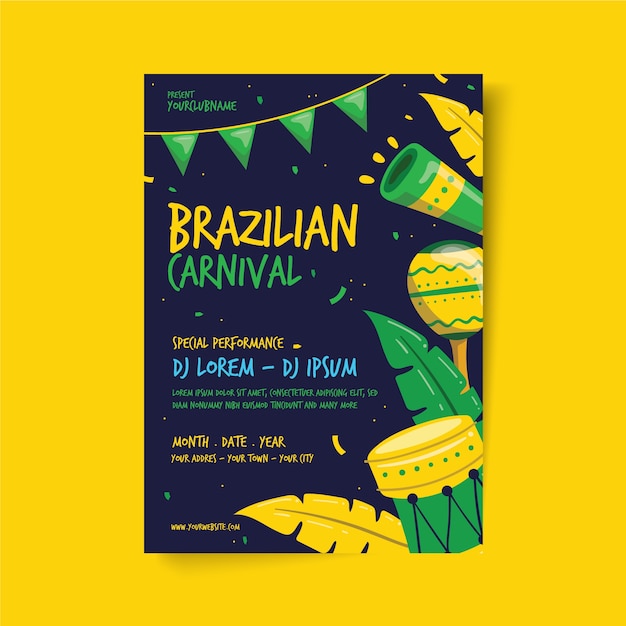 Free Vector | Hand drawn brazilian carnival flyer template