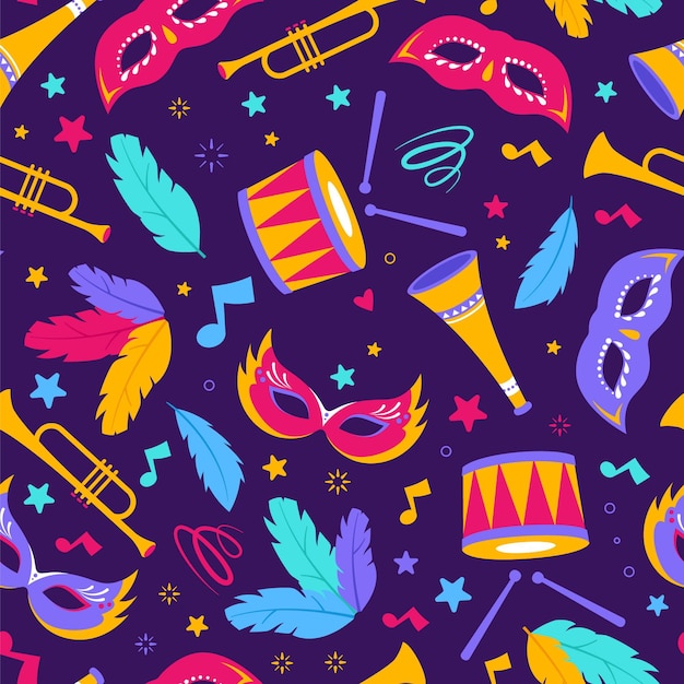 Free Vector | Hand drawn brazilian carnival pattern