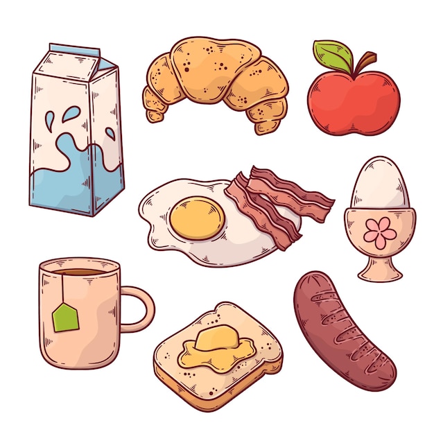 Free Vector Hand drawn breakfast food collection