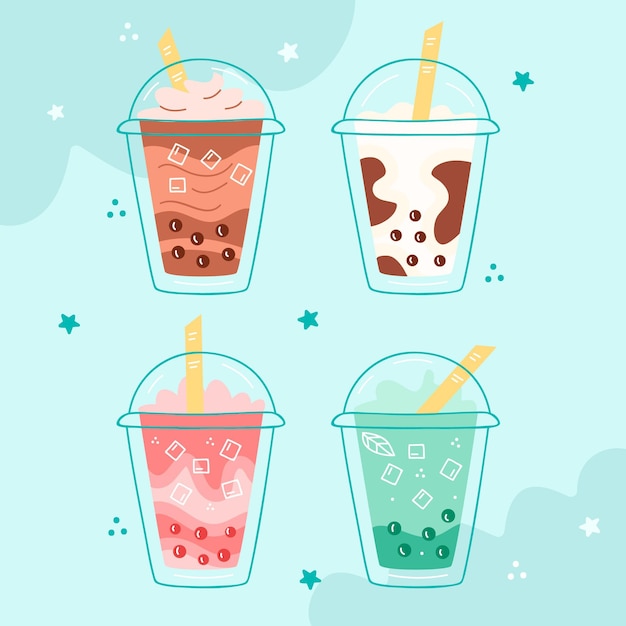 Free Vector | Hand drawn bubble tea collection